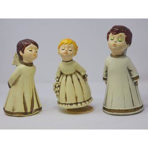 3 Vintage Christmas Kissing‎ Angles Paper Mache Composition 1 Is A Music Box